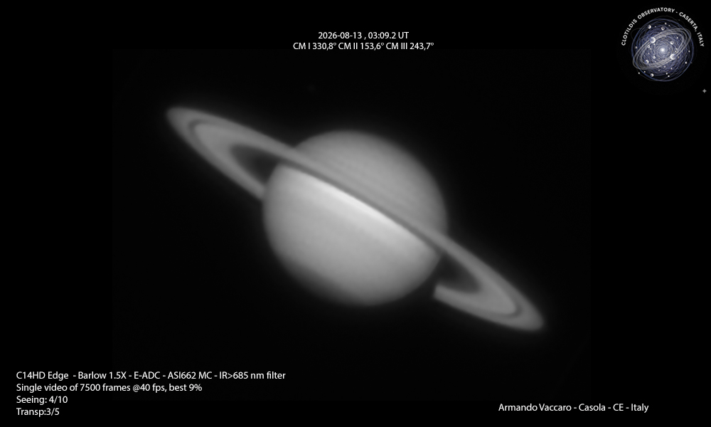 Saturno nell'IR il 13 Agosto