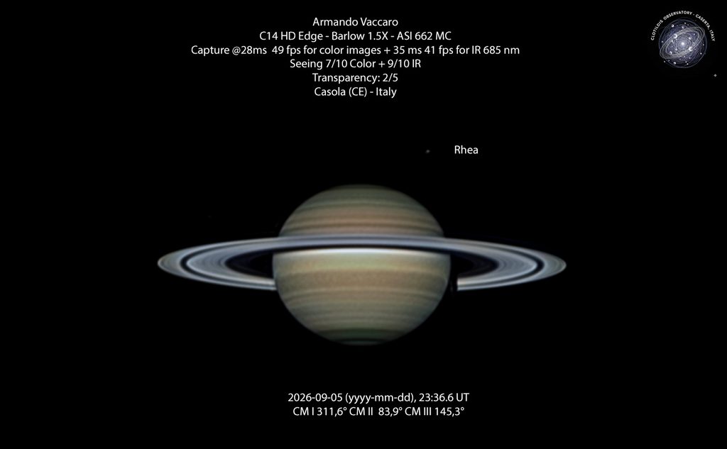 IR e Colori sommati insieme per un Saturno che ricorda le immagini di Hubble